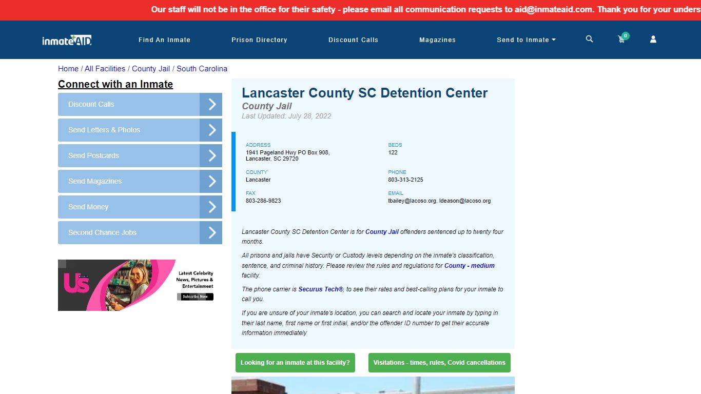 Lancaster County SC Detention Center - Inmate Locator ...